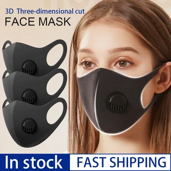 

dropshipping 50Pcs Dust Face Mask With Breathing Valve Pollution PM2.5 Mouth Mask Dense Haze Reusable Washable Mask In Stock