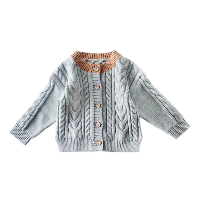 

Toddlers Knitted Outwear Sweaters, Little Boys Girls Sweet Style Solid Color Long Sleeve Cardigan Casual Top Autumn Winter