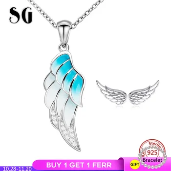 

Luxury 925 Sterling Silver Fairy Wing Jewelry Set for Women Pendant Necklace & Earrings Sterling Silver Jewelry 2019