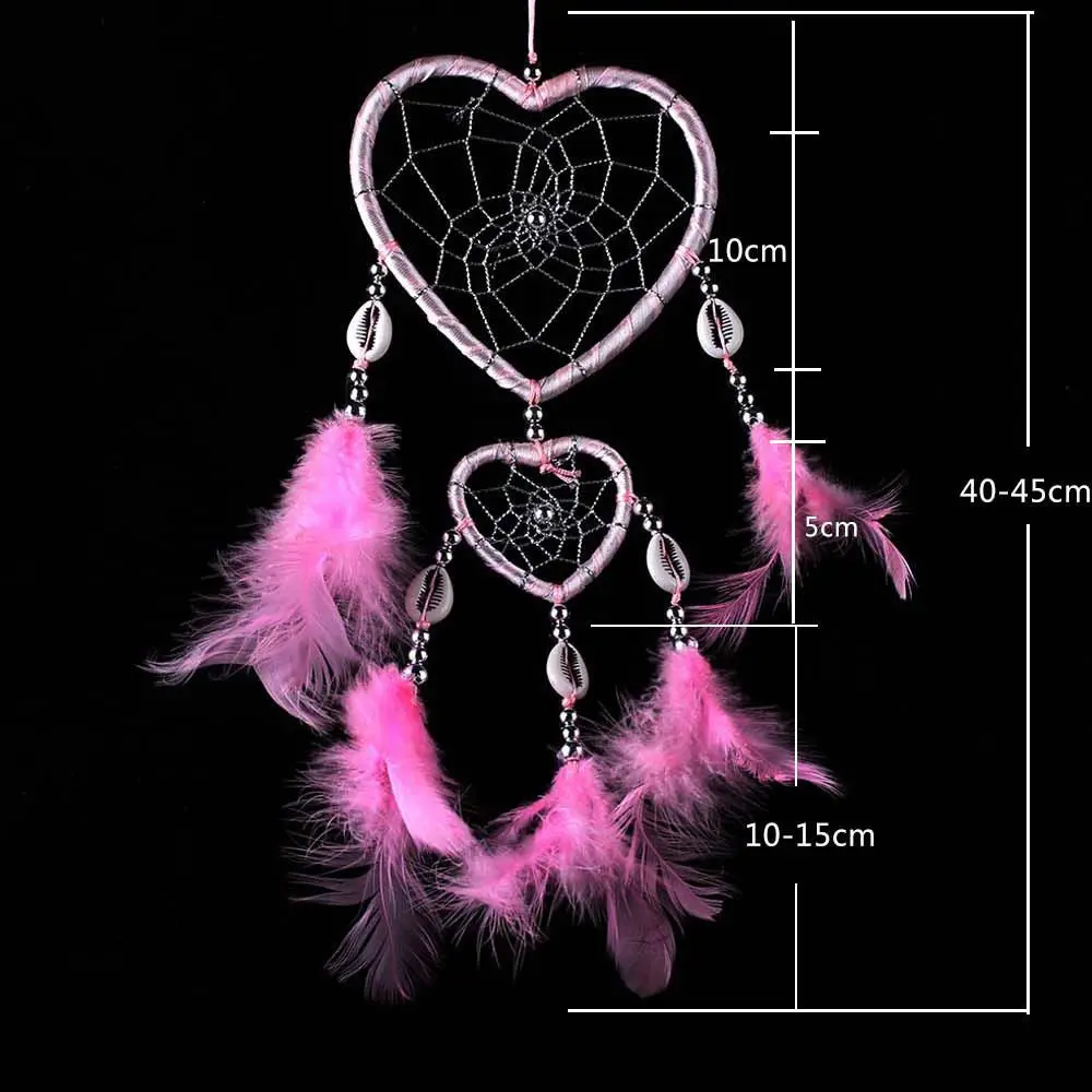 Ins Wall Love Heart Home Decoration Wind Chimes Dream Catcher Car Interior Feather