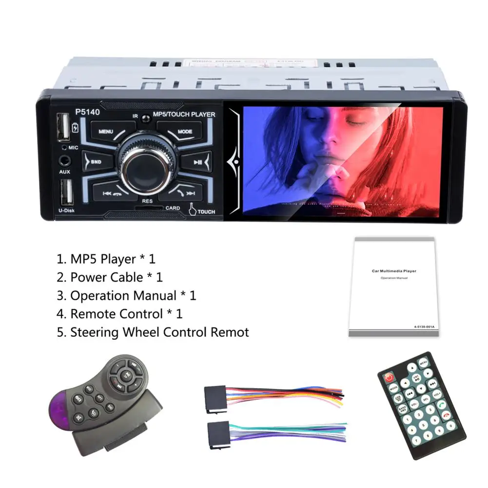 MP5 Video Player 4,1 дюймов 1 DIN 12V автомобиль MP5 плеер Радио сенсорный экран данные беспроводного обмена AM/FM автомобильный стереоплеер Поддержка камеры заднего вида - Цвет: MP5 Video Player