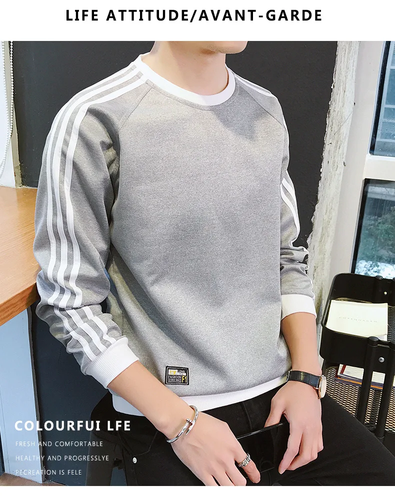Thin Loose-Fit Korean-style Students Men's Hoodie Spring And Autumn Couples Pullover Hoodless Men Trend Long-sleeved Coat