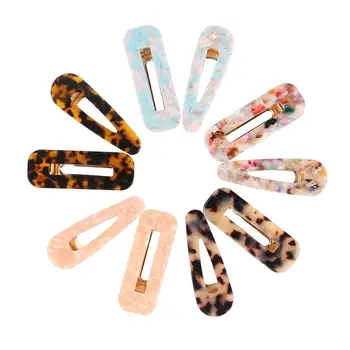 

SANWOOD 10Pcs Fashion Acrylic Resin Barrettes for Women Girls Geometric Solid color Hairpins headwear