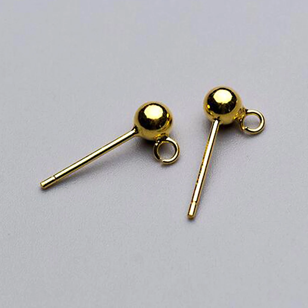 

2pcs Round Ball Stud Earrings Loop DIY Dangle Ear Studs Post DIY Making