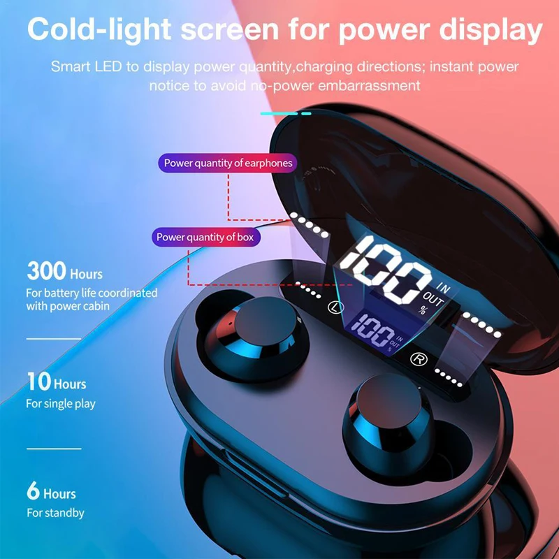 C8s TWS 5,0 беспроводные Bluetooth наушники 3000 мАч светодиодный дисплей беспроводной бас наушники HiFi стерео Игры наушники с микрофоном