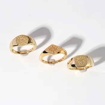 

European and American Style Retro Fashion Eyes Lovely Stars Polygon Wide Ring Index Finger Ring Female