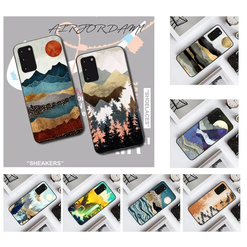 Мягкий резиновый Чехол PENGHUWAN для Samsung S20 plus Ultra S6 S7 edge S8 S9 S10 5G с изображением горного