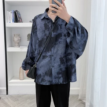 

YASUGUOJI New Loose Mens Shirt Mens Casual Long Shirt Men Shirts Long Sleeve Man Printing Imported Shirts Korean Men Clothes
