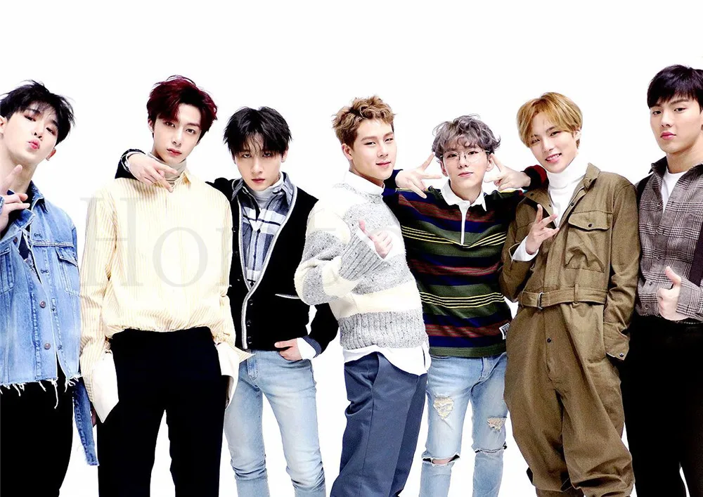 Monsta X Kpop плакаты Высокое разрешение украшения дома глянцевая бумага печатает домашний арт бренд - Цвет: Синий