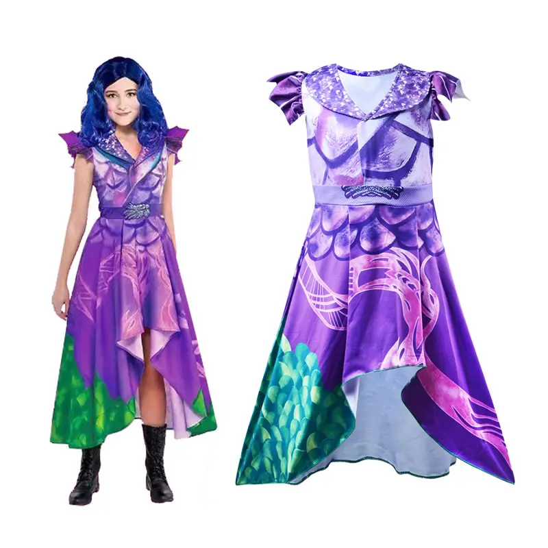 Descendants 3 Princess Dress For Girl Halloween Cosplay Costume Evie Mal Kid Print Party Frock Children Disguise Ceremony Tunic Clothes |