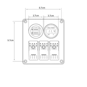 

Rocker 3 Gang Switch Panel with Voltmeter USB Charger Waterproof Green