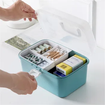 

Double Layers Medicine Storage Box Simple Home First-aid Case Portable Tools Organizer Case Plastic Finishing Container