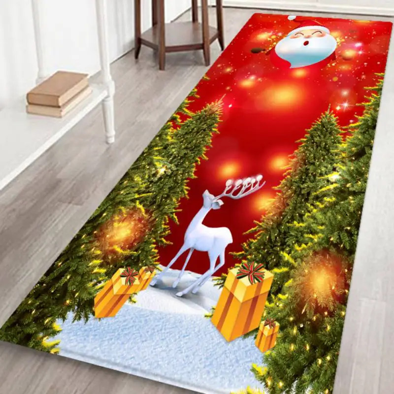 Коврик для прихожей, кухни, резиновый коврик для двери с рождеством, Дед Мороз, домашний декор, коврик для гостиной, противоскользящий пылезащитный ковер - Цвет: A