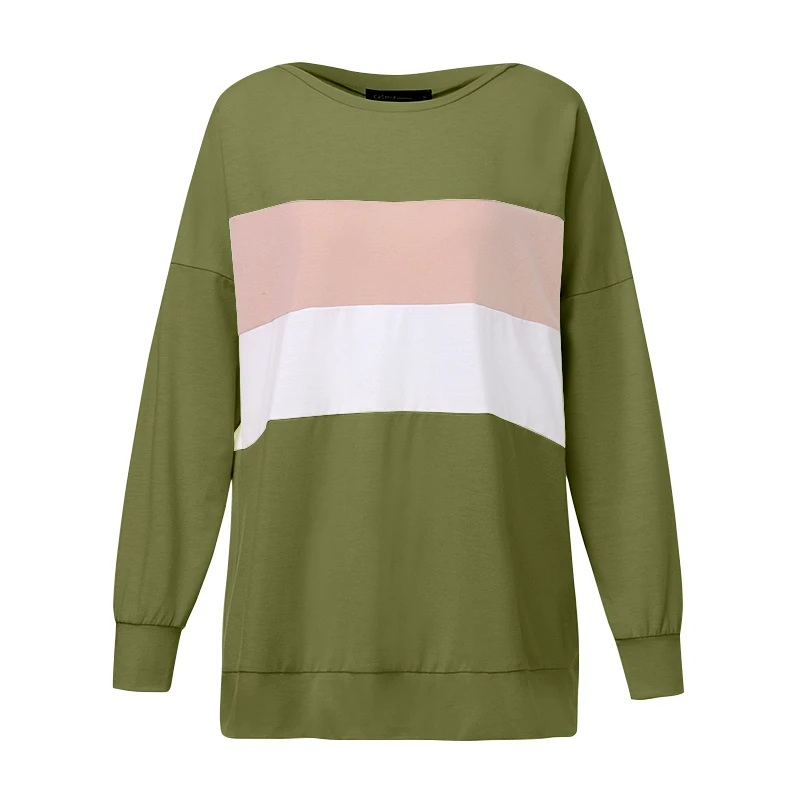 Женская осенне-зимняя цветная Толстовка с длинным рукавом, повседневный Свободный пуловер, офисные спортивные джемперы, 5XL 7 - Цвет: Армейский зеленый