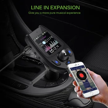 

FM Transmitter FM Modulator Bluetooth 5.0 Car Kit Hands Free AUX Play Support TF Card U Disk playback USB smart Chip