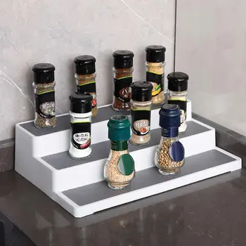 

Home Kitchen 3-tier Spice Salt Sugar Rack Step Shelf Cabinet Bottle Organizer Decktop Bottle Storage Holder Tool Kitchen Shelf