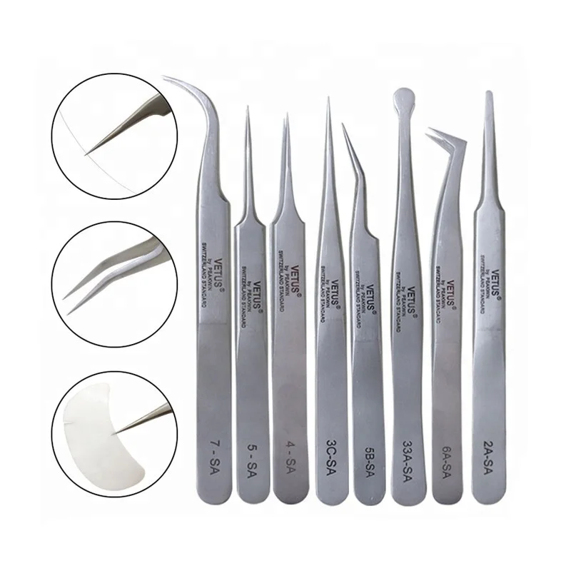 Set of 5 Tweezers Tip Style 00-SA, 1-SA, 3C-SA, 5-SA, 7-SA