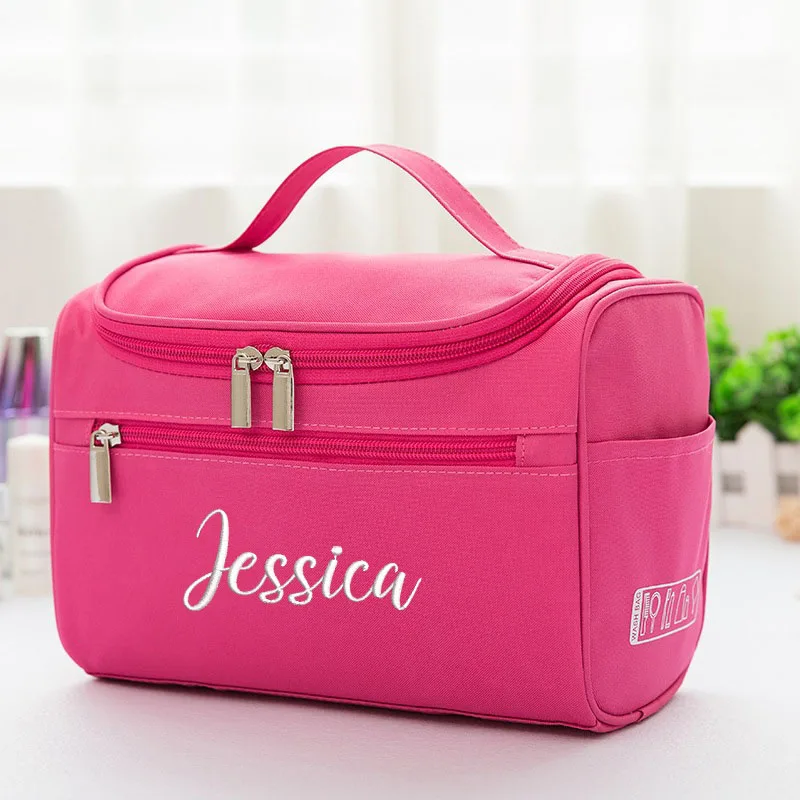 Personalized Simple Cosmetic Bag Large-Capacity Travel Toiletry Bag Customized Embroidered Storage Portable Cosmetic Bag 2