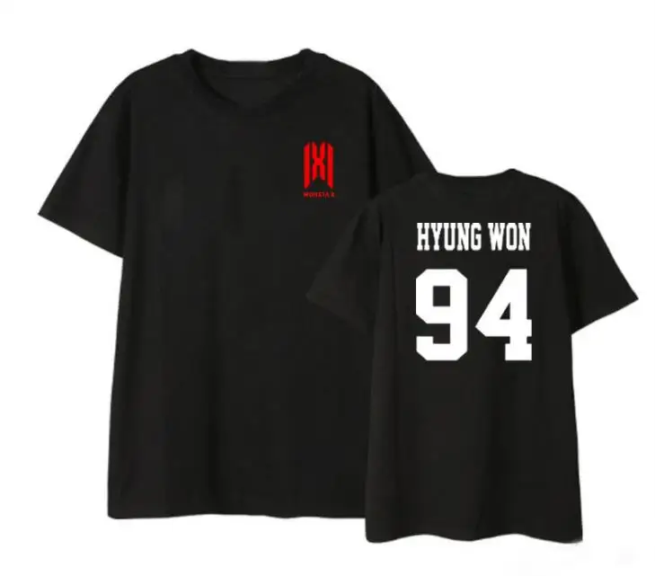 

New arrival summer monsta x concert same member name printing t shirt unisex kpop o neck short sleeve t-shirt 4 colors