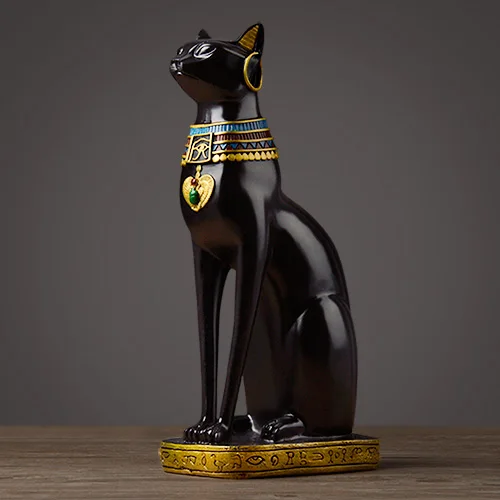 Resin Art Egyptian Cat Sculpture Home Decor Bedroom Desktop Bar Decor Accessories Vintage Crafts Figurine Decor Home Accessories Black