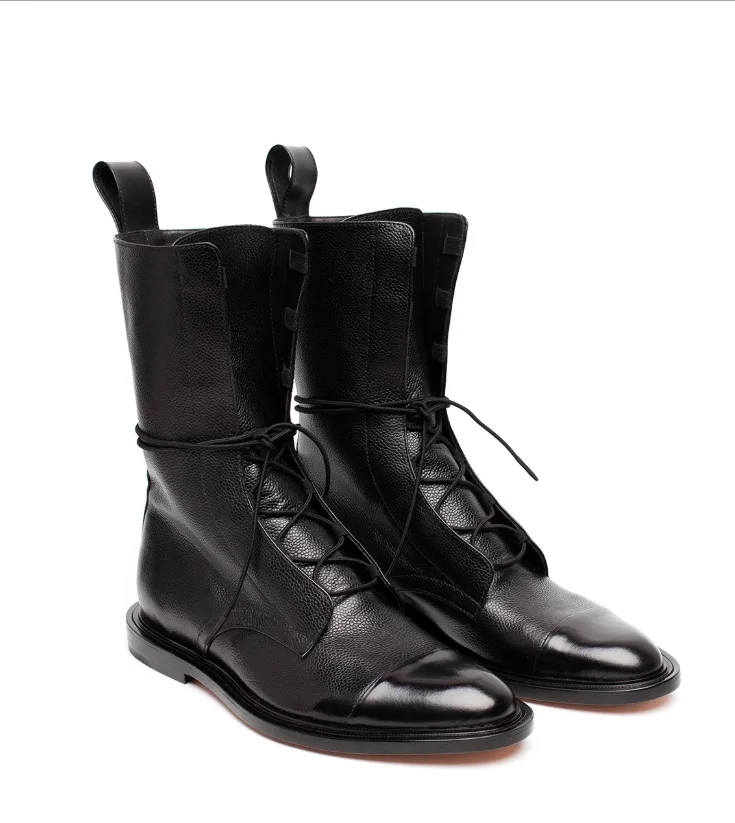 Женские ботильоны; ботинки в байкерском стиле; обувь из искусственной кожи на шнуровке; модные ботинки-гладиаторы; botas mujer invierno Zapatos; D50