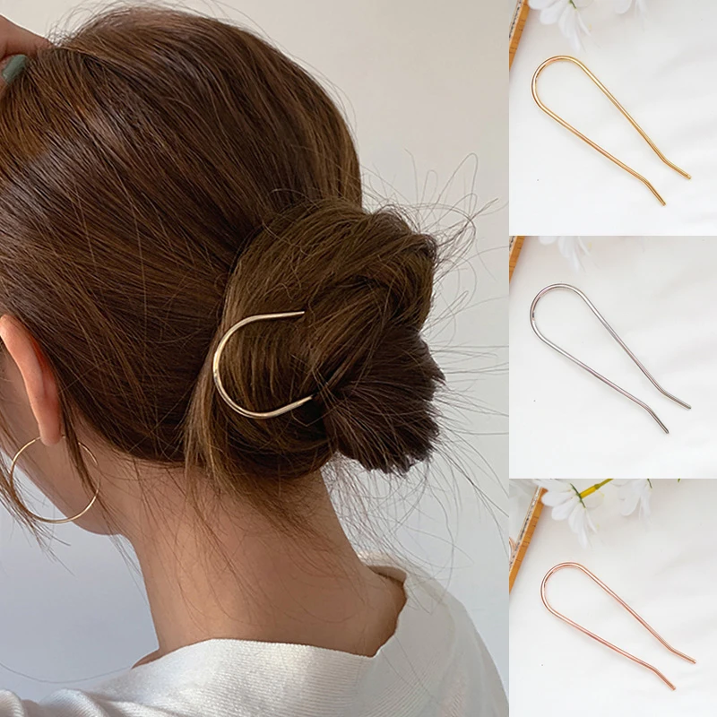 Simple U Shape Hair Clips Hair Sticks For Women Girls Bride Hairpin