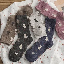 Теплые женские носки; модные милые хлопковые носки без пятки с рисунком кота; 5