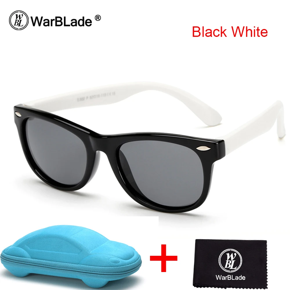 black white WarBLade Новые поляризованные солнцезащитные очки для детей для безопасности ребенка Покрытие солнцезащитные очки UV400 очки для мальчиков и девочек с футляром - Цвет линз: black white