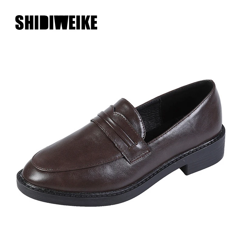 

Women's Creppers Fashion Casual Low-heel Platform Shoes Woman Round Toe Loafers Black brown British Style shoe Size 34-40 R053
