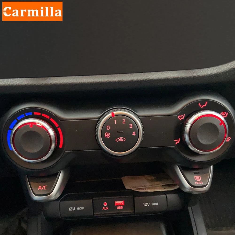 Carmilla 인테리어 부품 KIA RIO K2 KX 크로스 현대 솔라리스 2017-2021 에어컨 노브 AC 컨트롤 스위치 노브 2 개/대