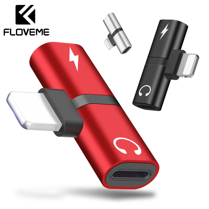 Аудиоадаптер FLOVEME OTG для iPhone X адаптер с USB зарядки и подключения наушников к 7 Plus