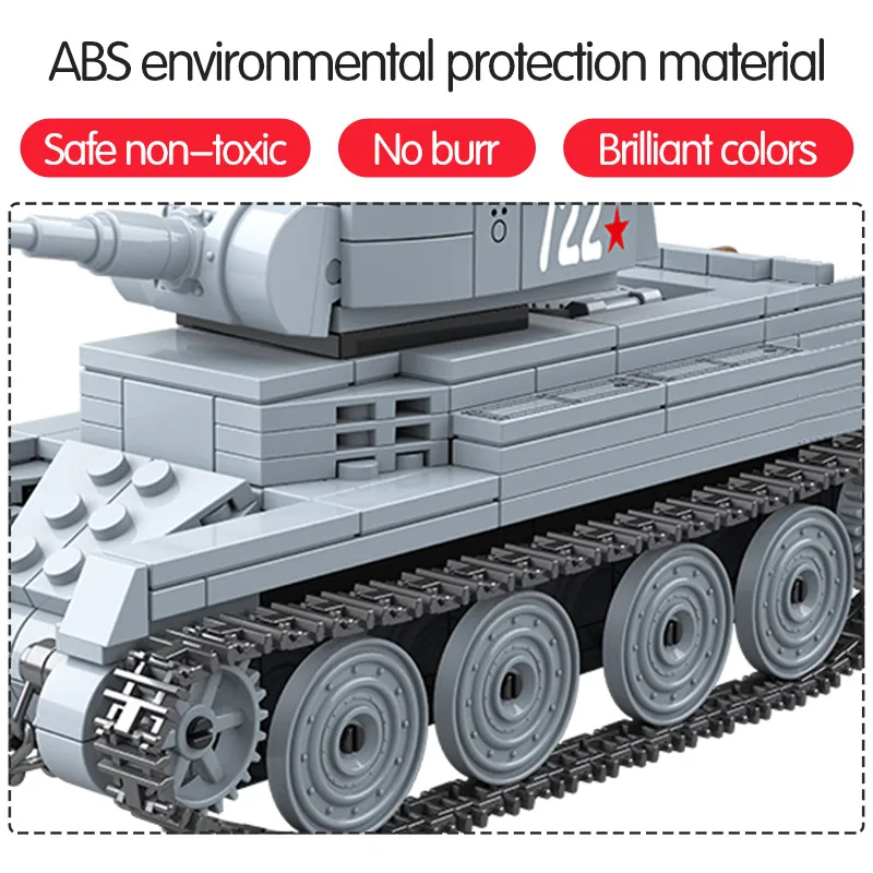 462PCS WW2 War Military Building Blocks Legoingly Tank Soviet Union BT-7L Light Tank Army Soldiers