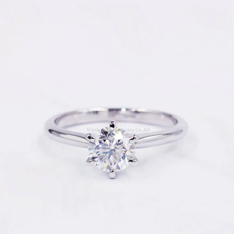 Tianyu Gems 1 карат Пасьянс бриллианты Золотое кольцо классическое 6 5 мм камень