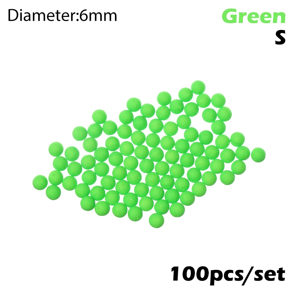 Green 6mm 100 шт. Пена Плавательный Мяч Бисер бобы легкая Экипировка для рыбалки поплавок Нижняя установка такелаж материал Карп рыболовные снасти аксессуары - Цвет: Green 6mm