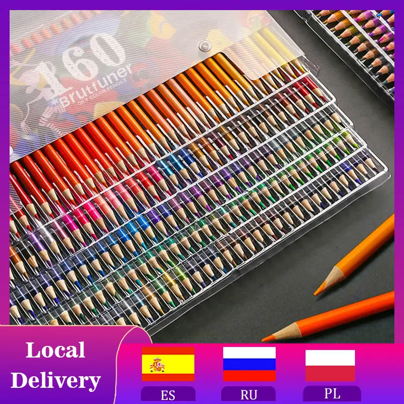 Lápiz de pintura al óleo para bocetos, juego de lápices de colores profesionales para artistas, 48/180 colores para niños, estudiantes, útiles de arte escolar para dibujar