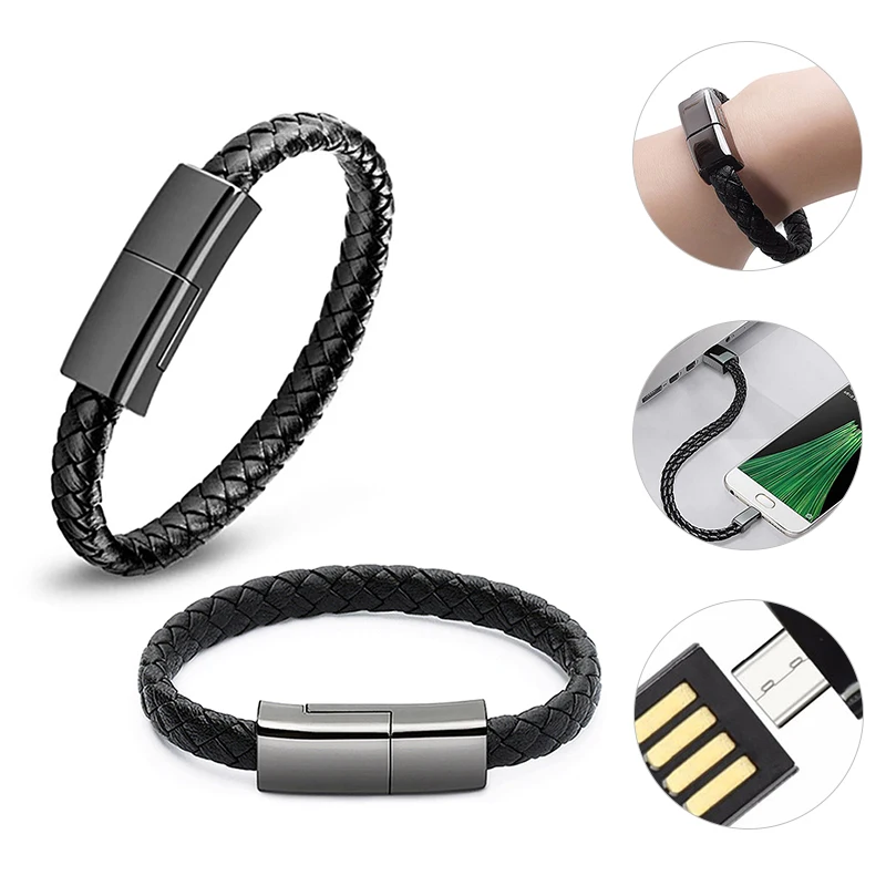 Usb type C Band Открытый Портативный кожаный Мини Micro USB браслет зарядное устройство кабель для зарядки и передачи данных Шнур синхронизации для iPhone Xiaomi Android