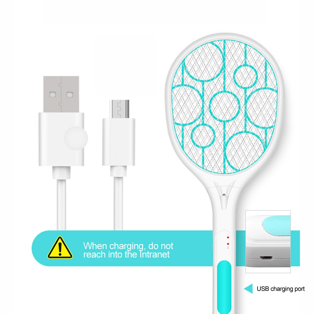 Portable USB Mosquito Racket Rechargeable Electric Fly Racket Pat Household Insect Racket Killer Handheld Mosquito Bug Zapper