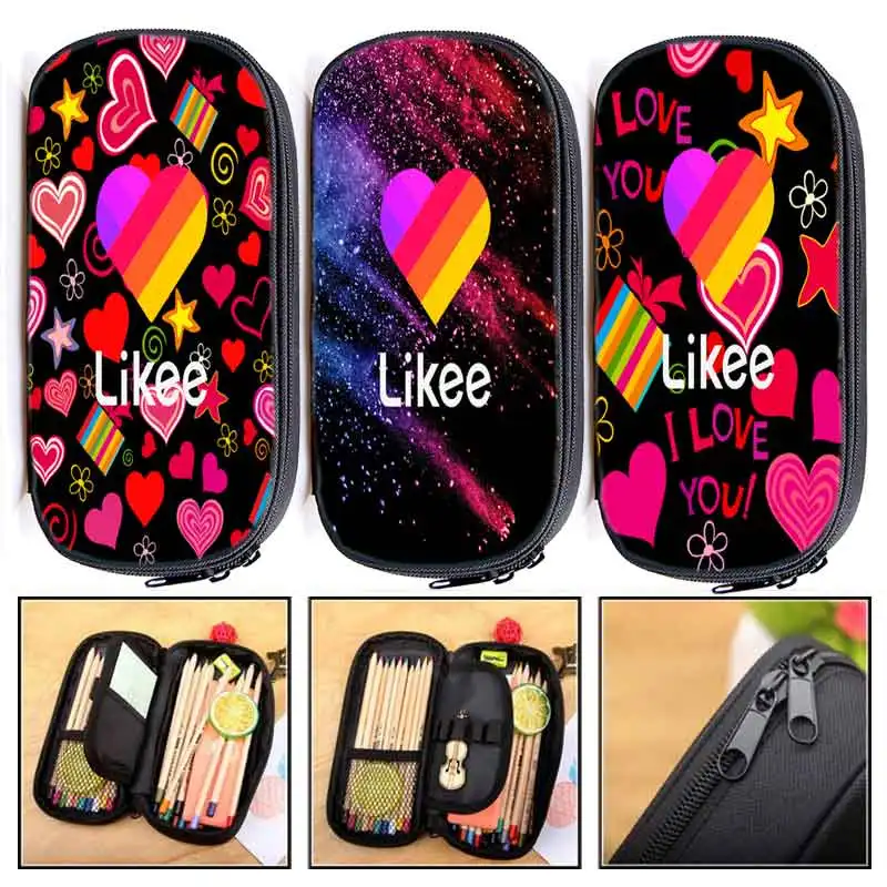 

Russia App LIKEE Cosmetic Bags Fox Cat Pouches Boys Girls Children Likee Video Fashion Storage Bags Large Capacity Pencil Case