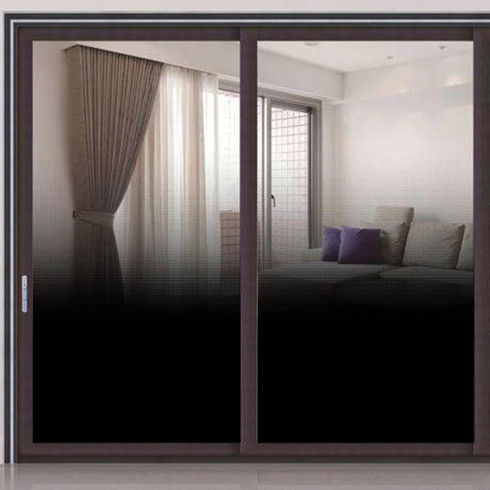 Best Price SUNICE 1.52x10m Semi-privacy Window Film Black Gradation Dot Glass Film Self-adhesive for Area Partition Office Market Room Deco
