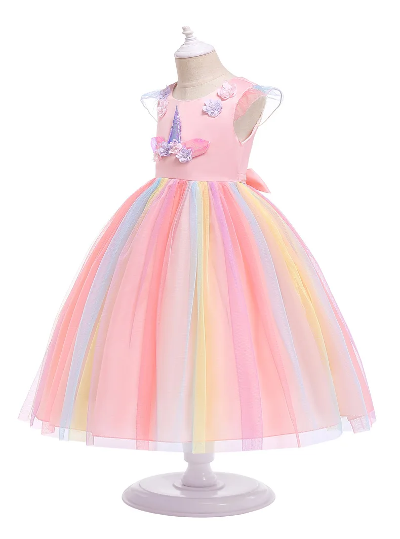 2021 Unicorn Girls Summer Dress Kids Birthday Party Princess Costume for Halloween Christmas Children Ball Stage Clothing winifred sanderson costume