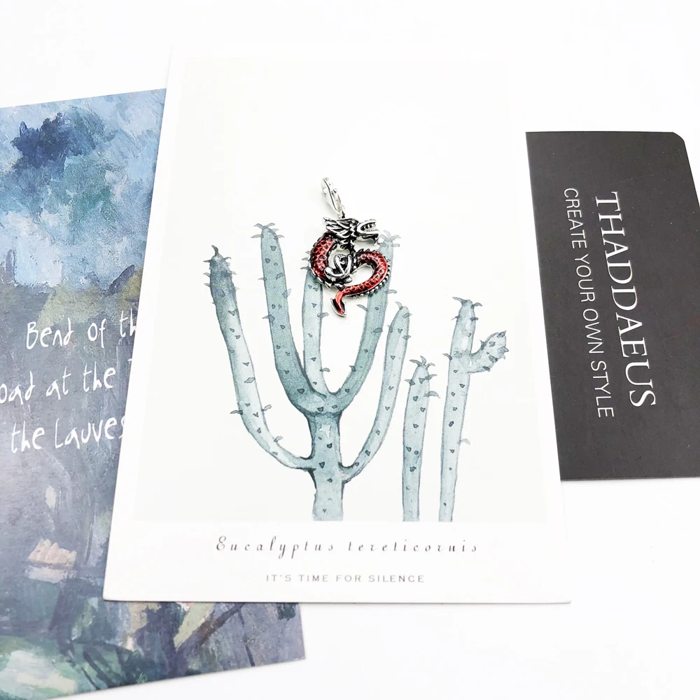 Hot 925 Sterling Silver Red Dragon Charm Pendants Fit Bracelet Necklace Spring Brand New Vintage Gift for Women Men Jewelry