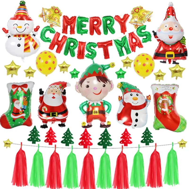 

Merry Christmas Snowman Elderly Foil Balloons Christmas Tree Baloon Hotel Mall Party Decoration Ballon New Year 2020 Deco Items