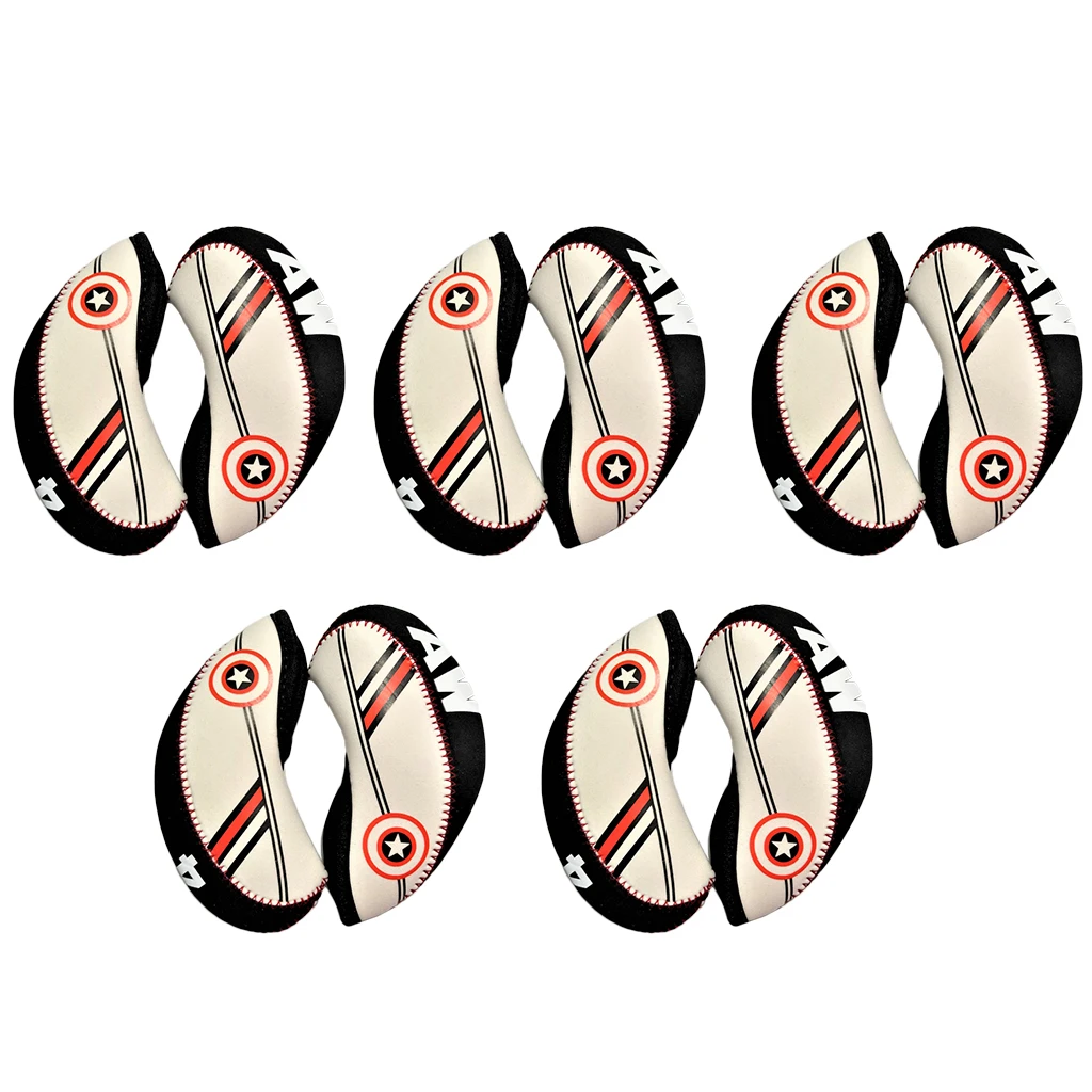 10pcs/Set Dirtproof Neoprene Golf Clubs Irons Head Cover Headcover Club Headcovers Set 4 5 6 7 8 9 AW SW PW LW | Спорт и развлечения