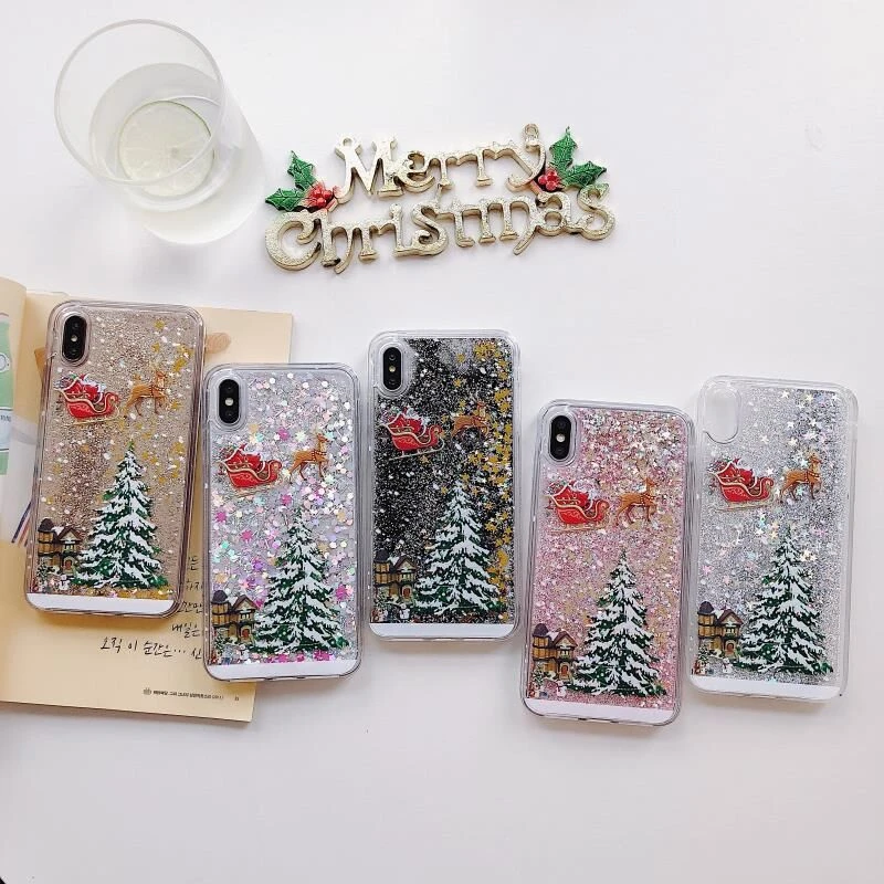

NEW Year Christmas Case for Samsung S8 S9 NOTE 8 Note 9 Liquid Quicksand Case for Samsung Galaxy S8 plus S9 plus S7 S7 Edge Case