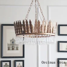 Американская Роскошная золотая корона люстра Девушка Спальня принцесса комната лампа Классическая железная креативная Хрустальная люстра