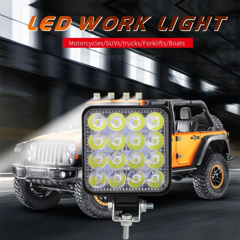 

Square 48W LED Work Light 12V 24V Off Road Flood Spot Lamp For Car Truck off-road work light SUV