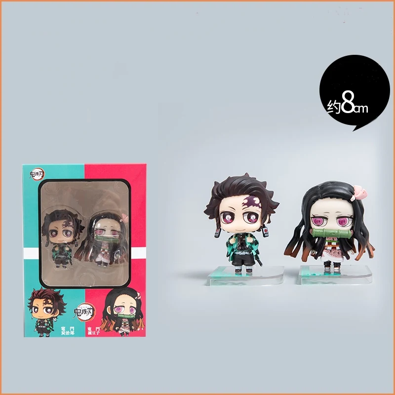 

2pcs/set 7cm Anime Demon Slayer Kimetsu No Yaiba Figure Q Posket Kamado Tanjirou Nezuko PVC Action Figure Model Doll Toys Gifts