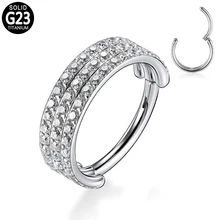 G23 titanio incernierato segmento naso anello cerchio tripli impilati CZ capezzolo Clicker Daith orecchio cartilagine elica labbro Piercing gioielli