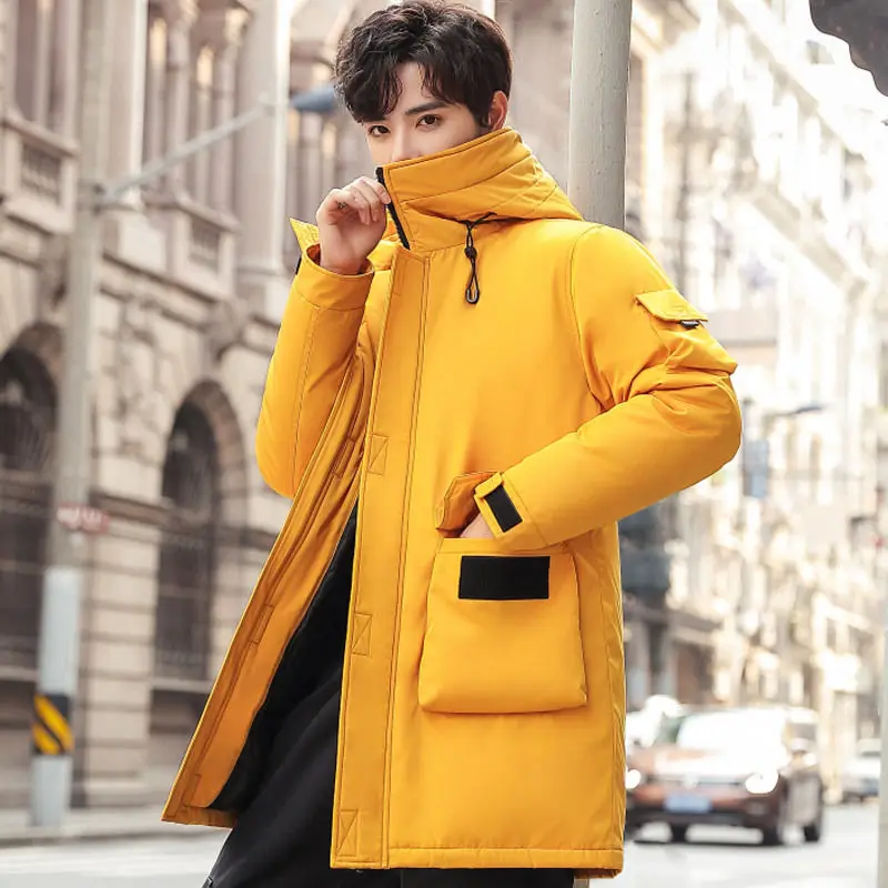Толстая теплая зимняя куртка Мужская парка с флисовой подкладкой и капюшоном