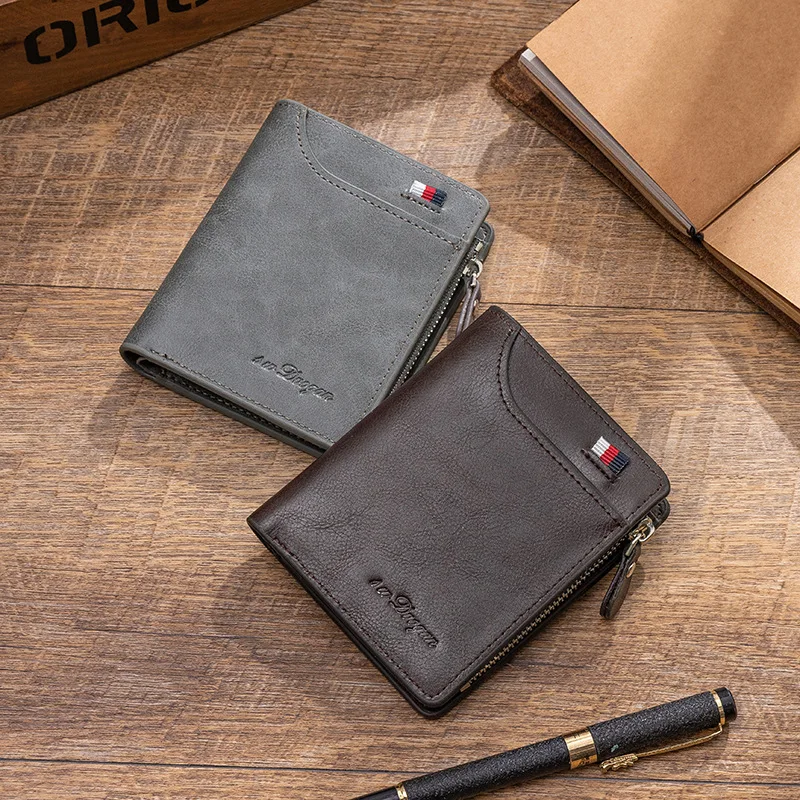 

Supply of Goods New Style MEN'S Wallet Short Retro Casual Multi-functional Wallet-Enterprise-Zipper PU Purse